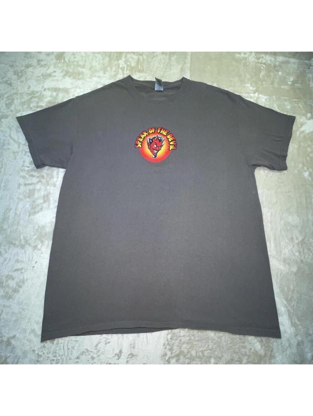 “Speak Of The Devil…Feeling Lucky?” Mens Gildan Gray Short Sleeve T-Shirt Size L